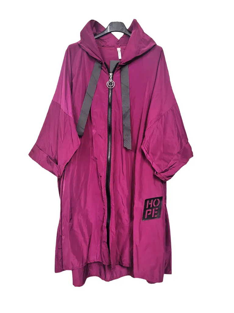 Lightweight Raincoat Hooded Hope Print (Regular & Plus Sizes)