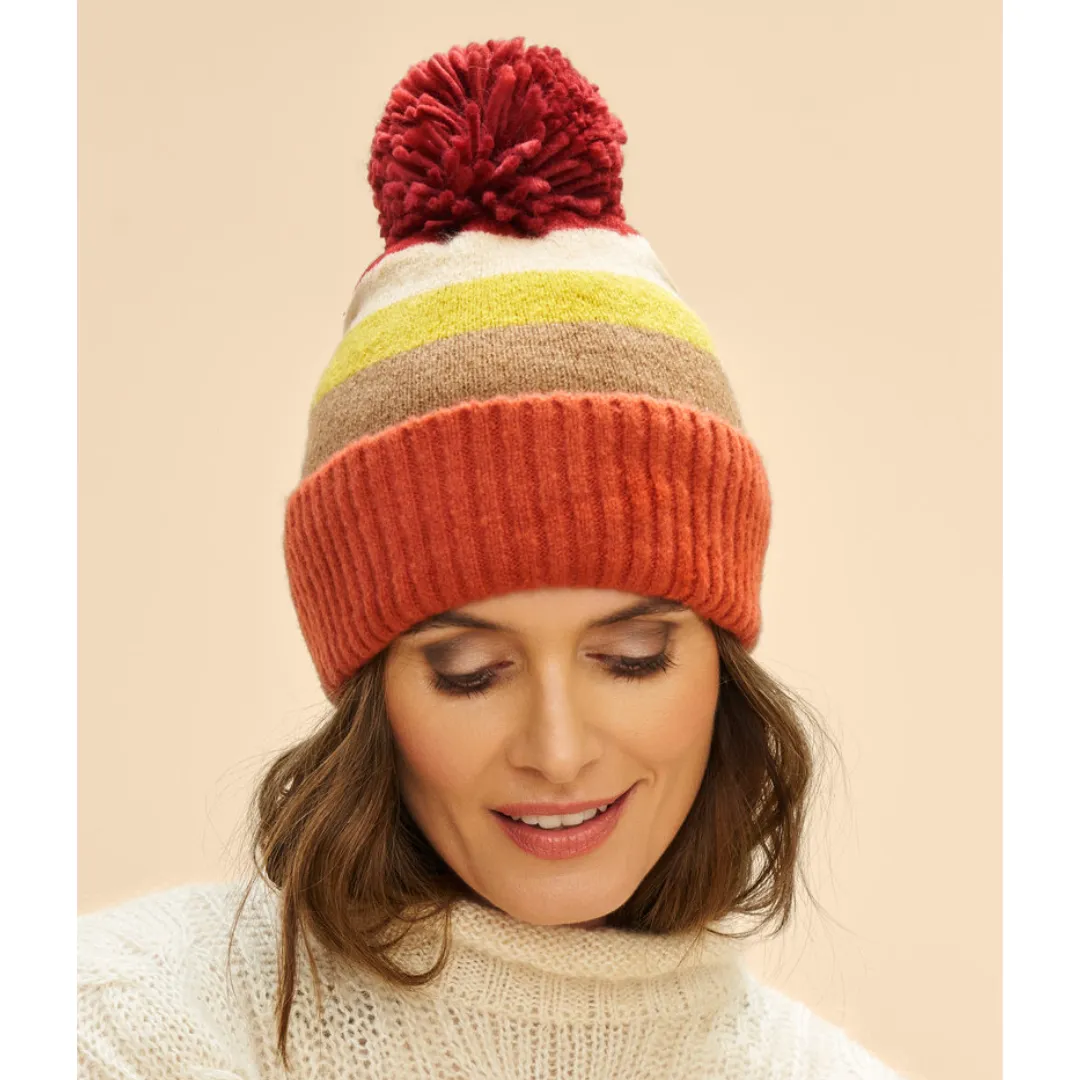 Lilia Knit Pompom Hat by Powder UK - Tangerine