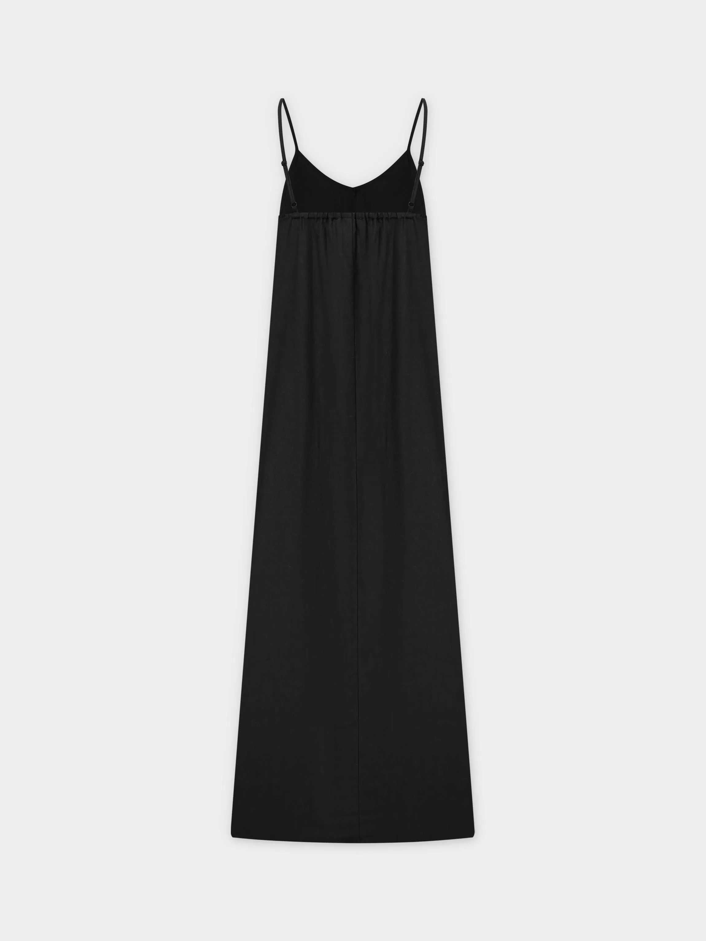 Linen Slip Dress-Black