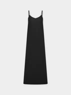 Linen Slip Dress-Black