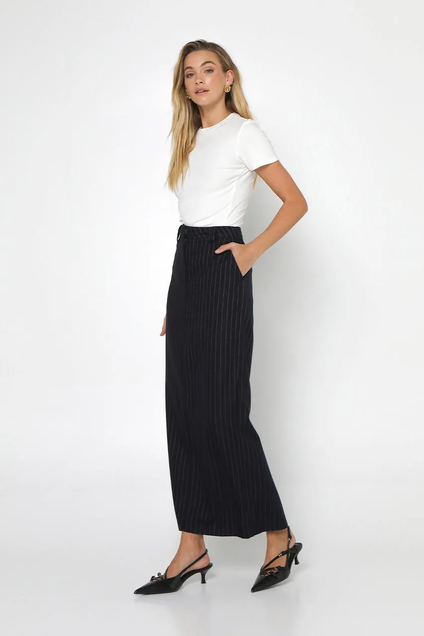 Lloyd Maxi Skirt | Navy Pinstripe