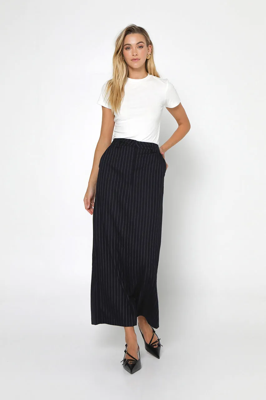 Lloyd Maxi Skirt | Navy Pinstripe