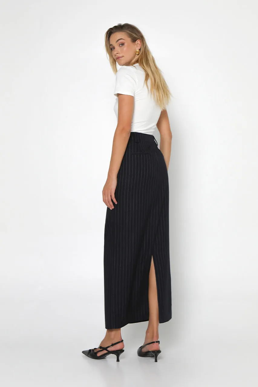 Lloyd Maxi Skirt | Navy Pinstripe