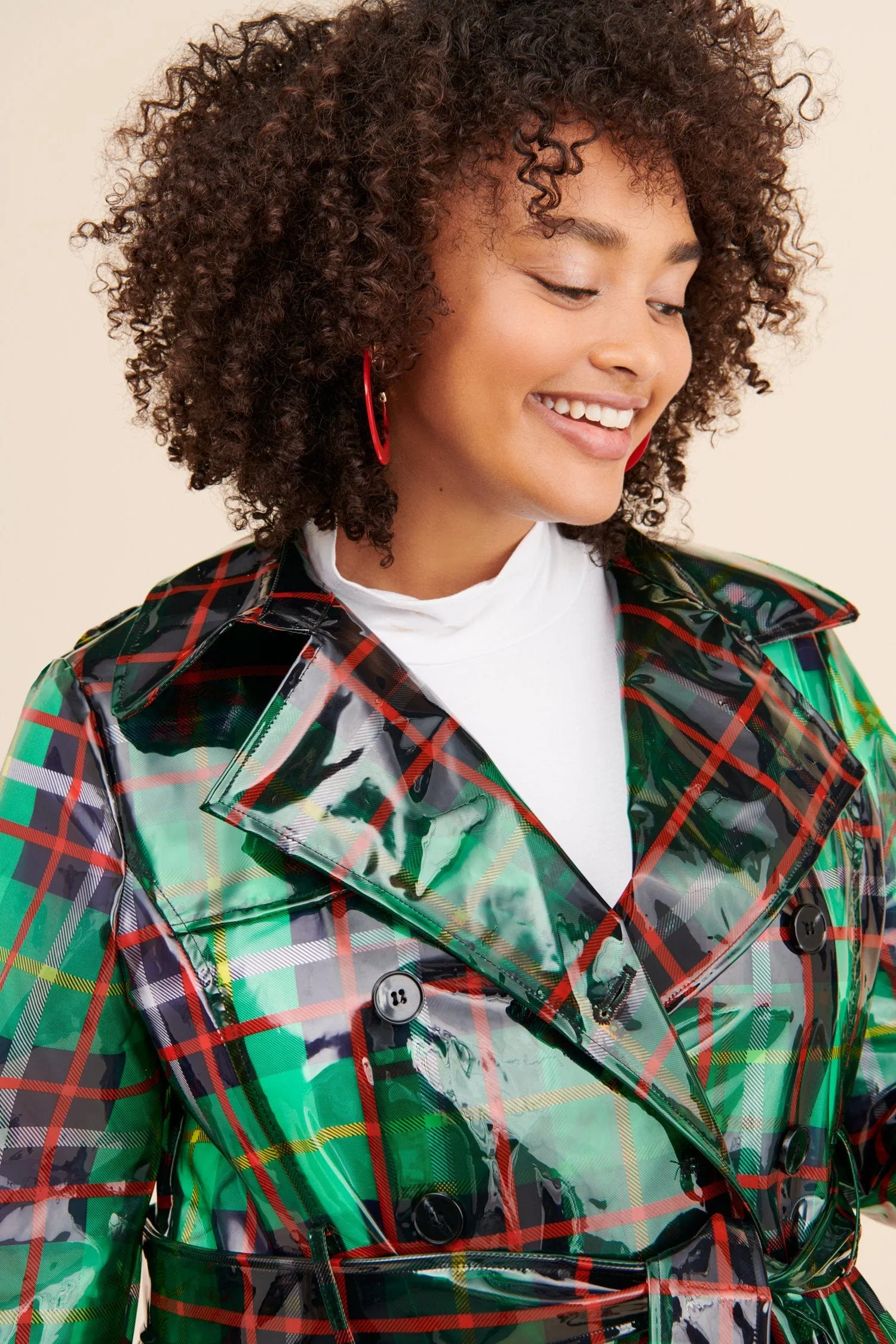 London Fog Green Plaid Raincoat