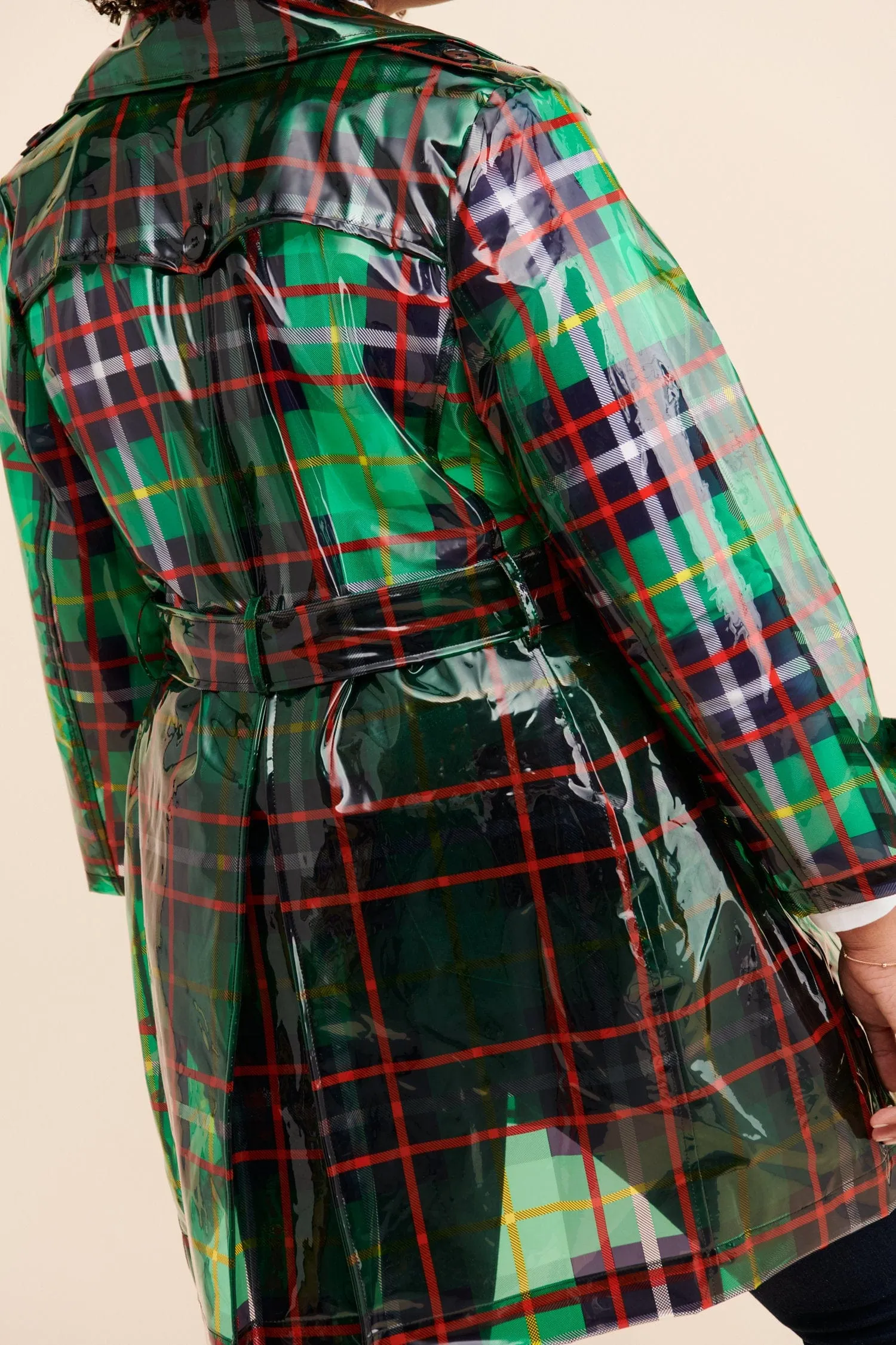 London Fog Green Plaid Raincoat