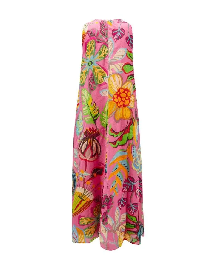 Luisa Cerano Sleevless Caribbean Print Dress