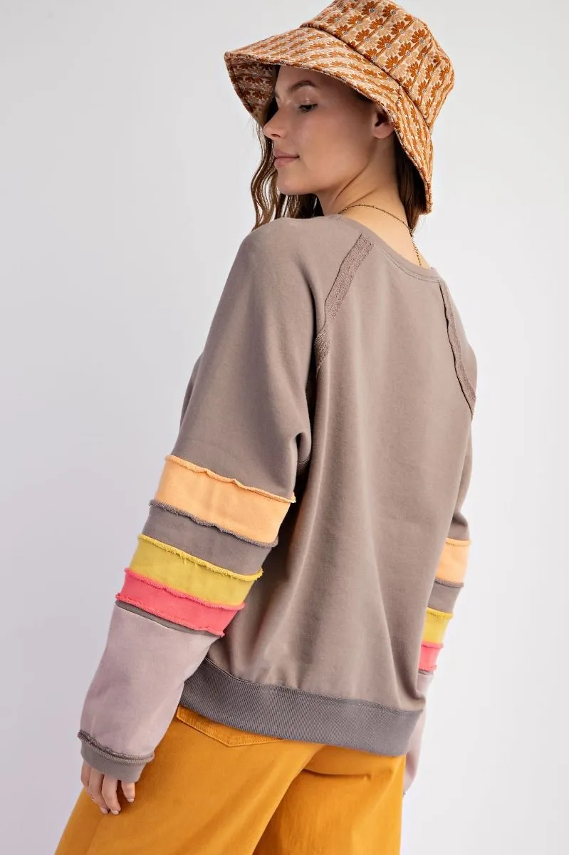 Lyla Color Block Pullover - Mocha