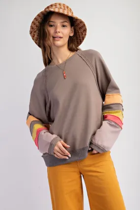 Lyla Color Block Pullover - Mocha