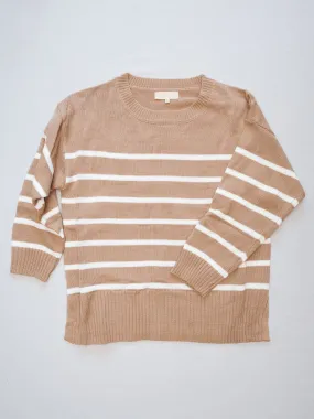 Madeline Striped Sweater - Taupe