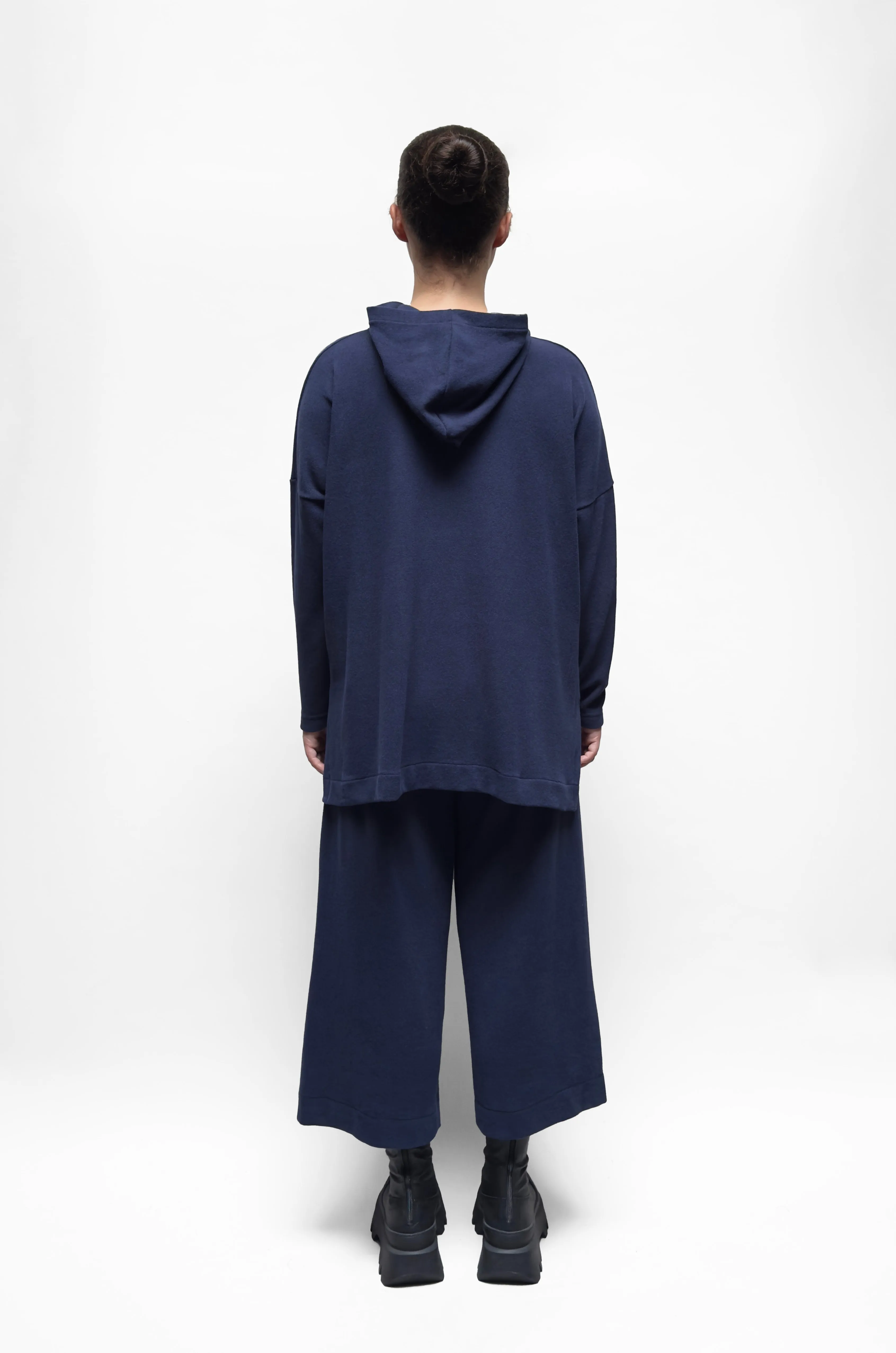 MAMA B Cozy Long Hooded Pullover in Blue