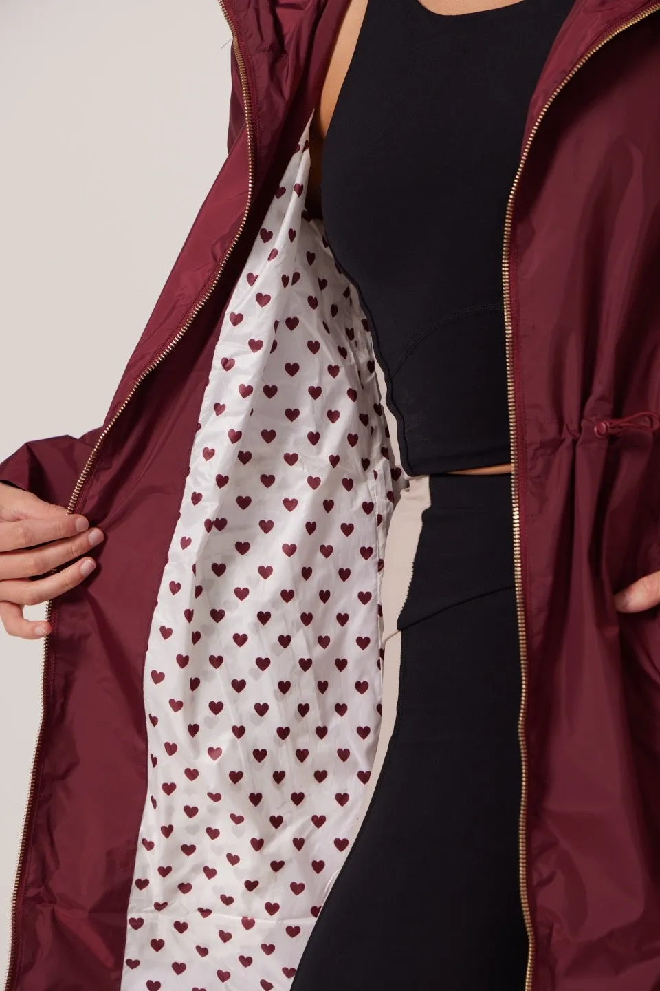 Maroon Hearts Raincoat