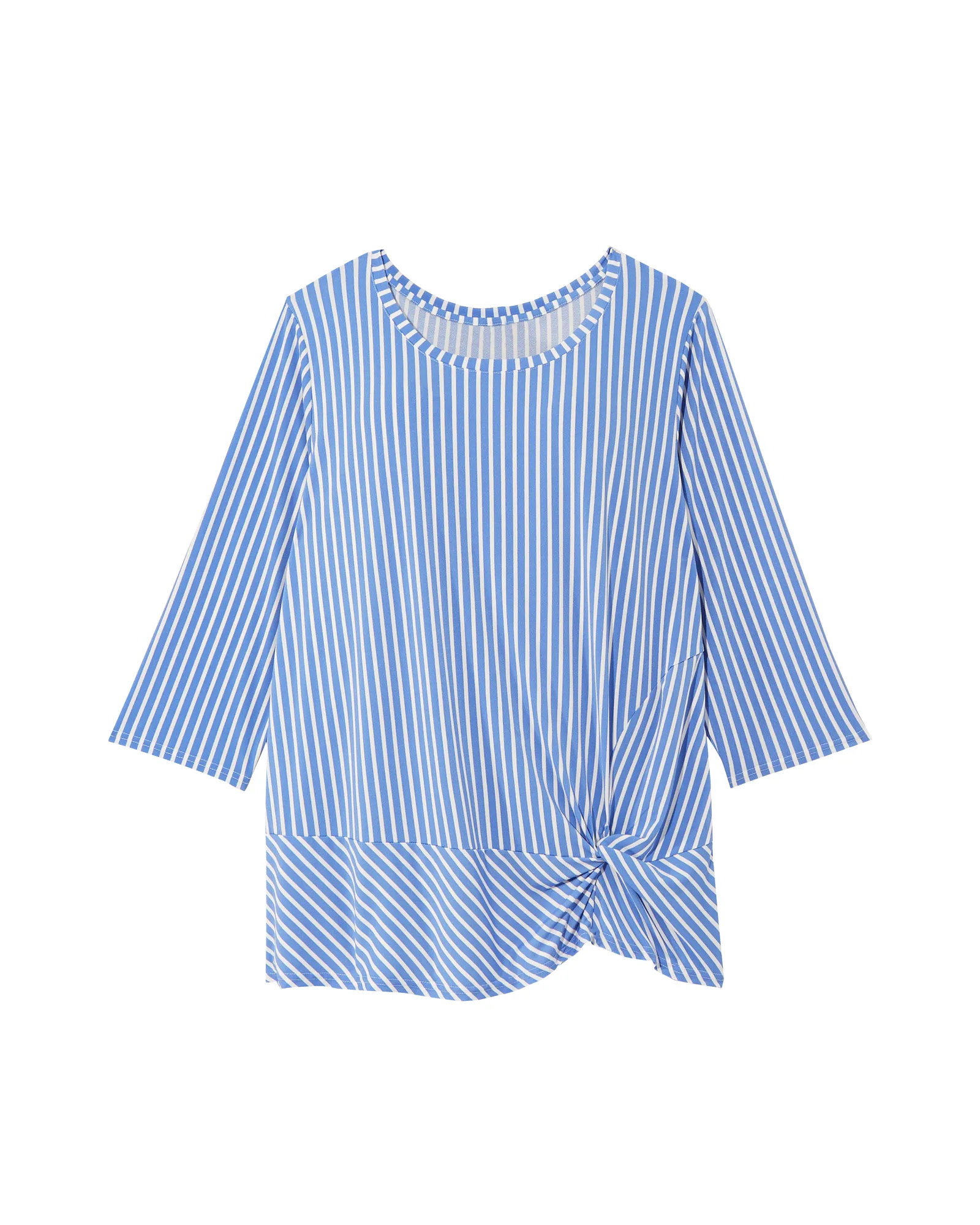 Melanie Knot Detail Top | Light Blue / White