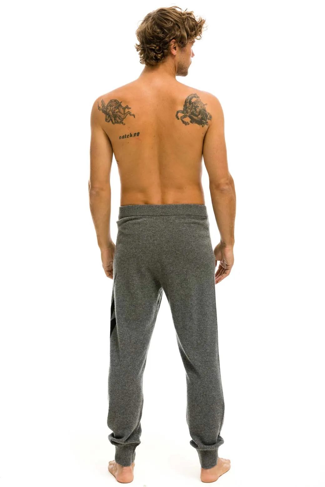 MEN'S BOLT CASHMERE LIGHT SWEATER PANT	- DEEP HEATHER // BLACK BOLT