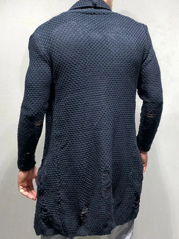 Men's Mid-Length Patch Knitted Cardigan