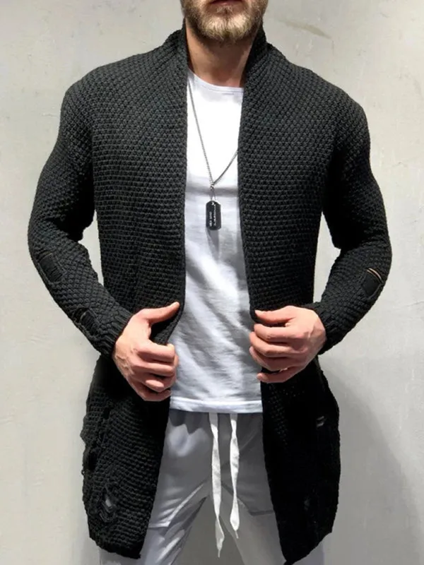 Men's Mid-Length Patch Knitted Cardigan