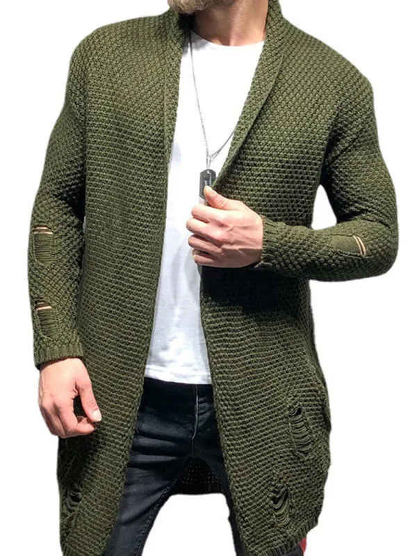 Men's Mid-Length Patch Knitted Cardigan