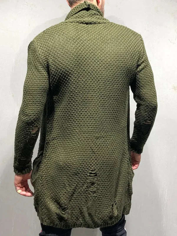 Men's Mid-Length Patch Knitted Cardigan