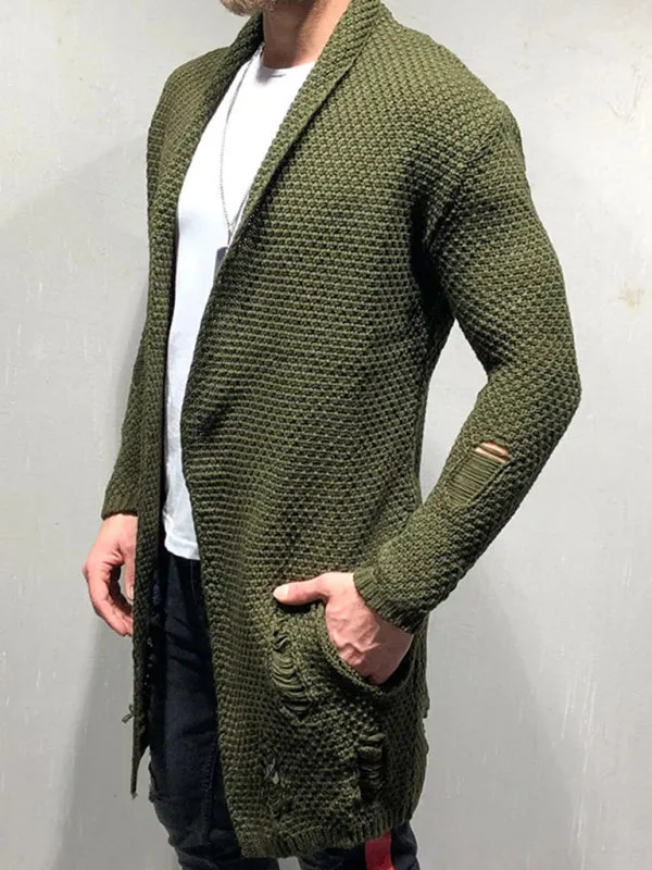 Men's Mid-Length Patch Knitted Cardigan