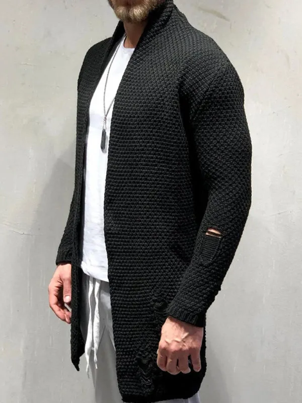 Men's Mid-Length Patch Knitted Cardigan