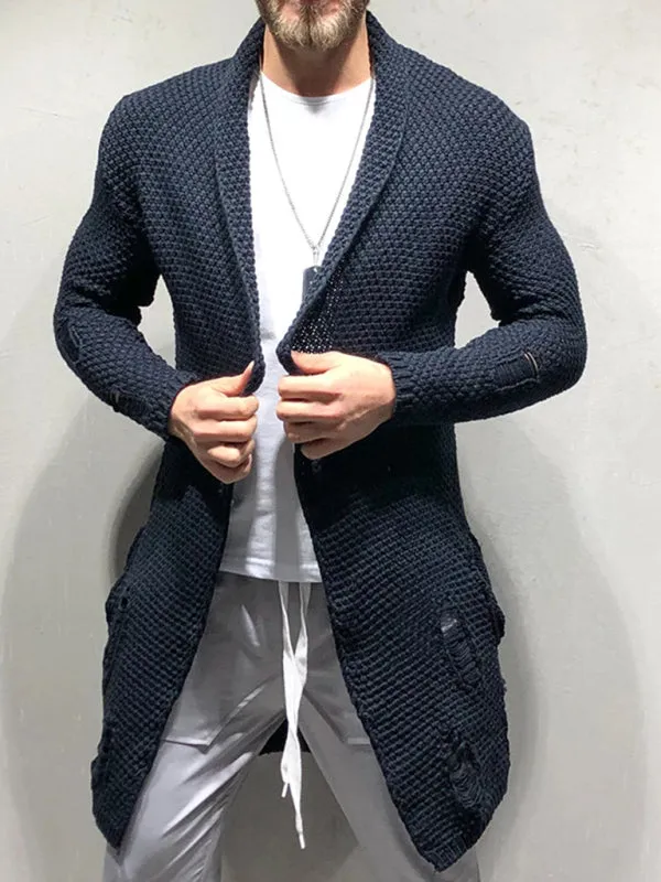 Men's Mid-Length Patch Knitted Cardigan