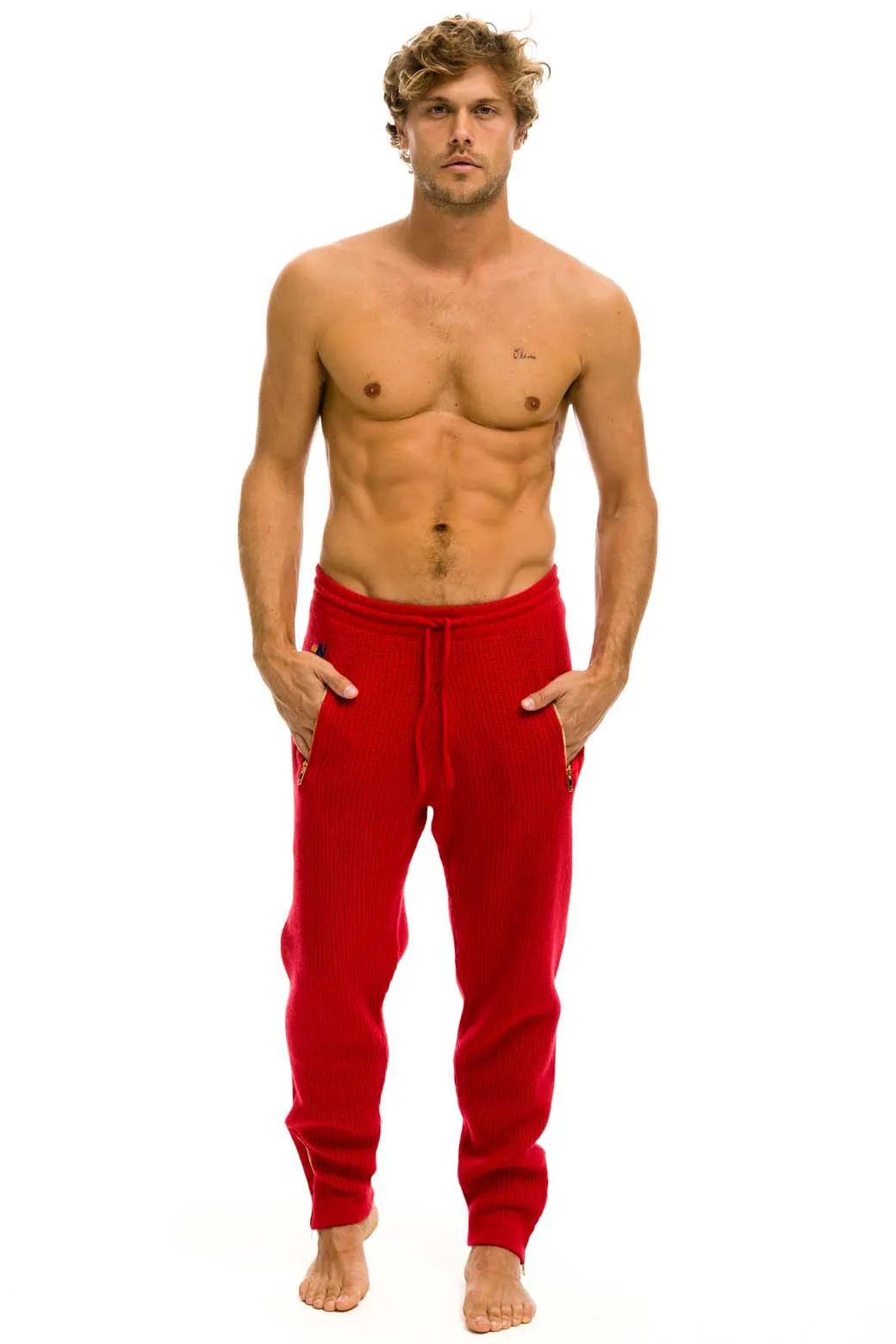 MEN'S VINTAGE CABIN CASHMERE SWEATER PANT - CHERRY