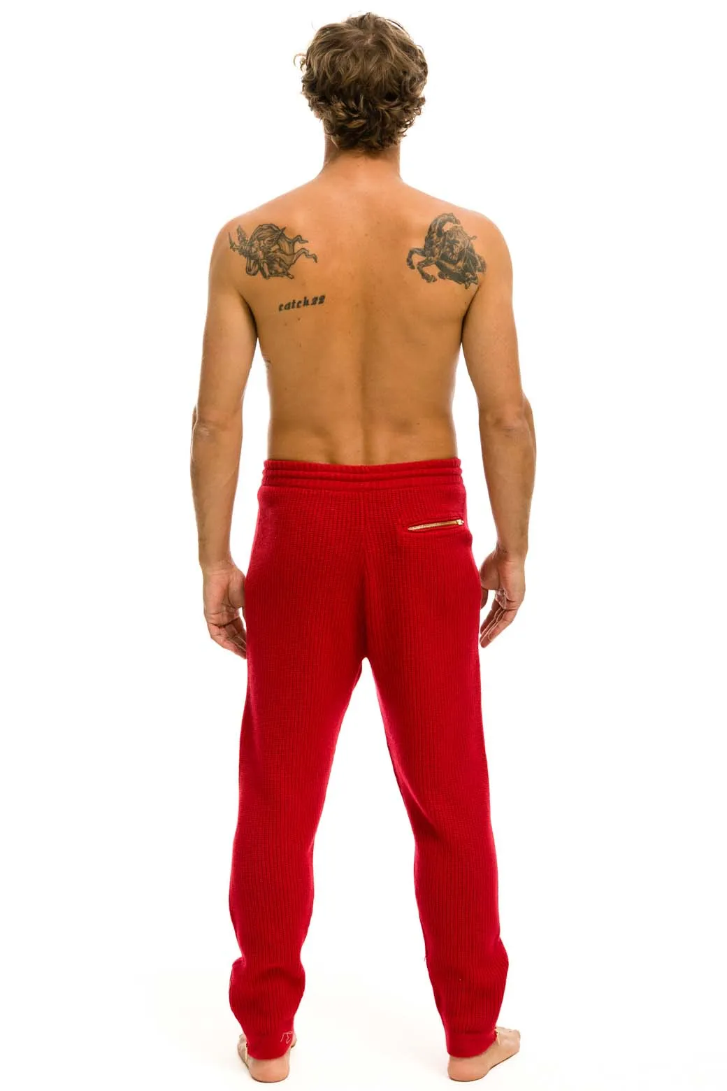 MEN'S VINTAGE CABIN CASHMERE SWEATER PANT - CHERRY