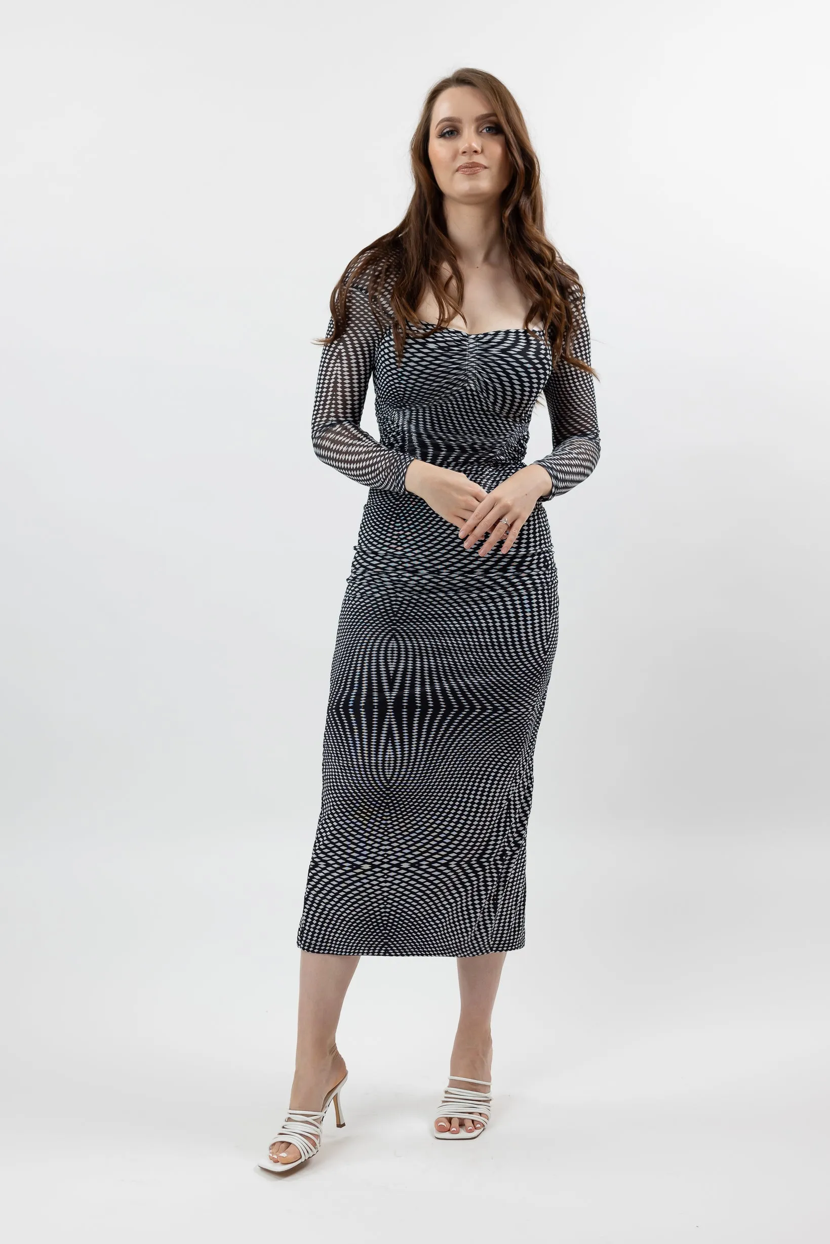 Mesh Polka Maxi Dress