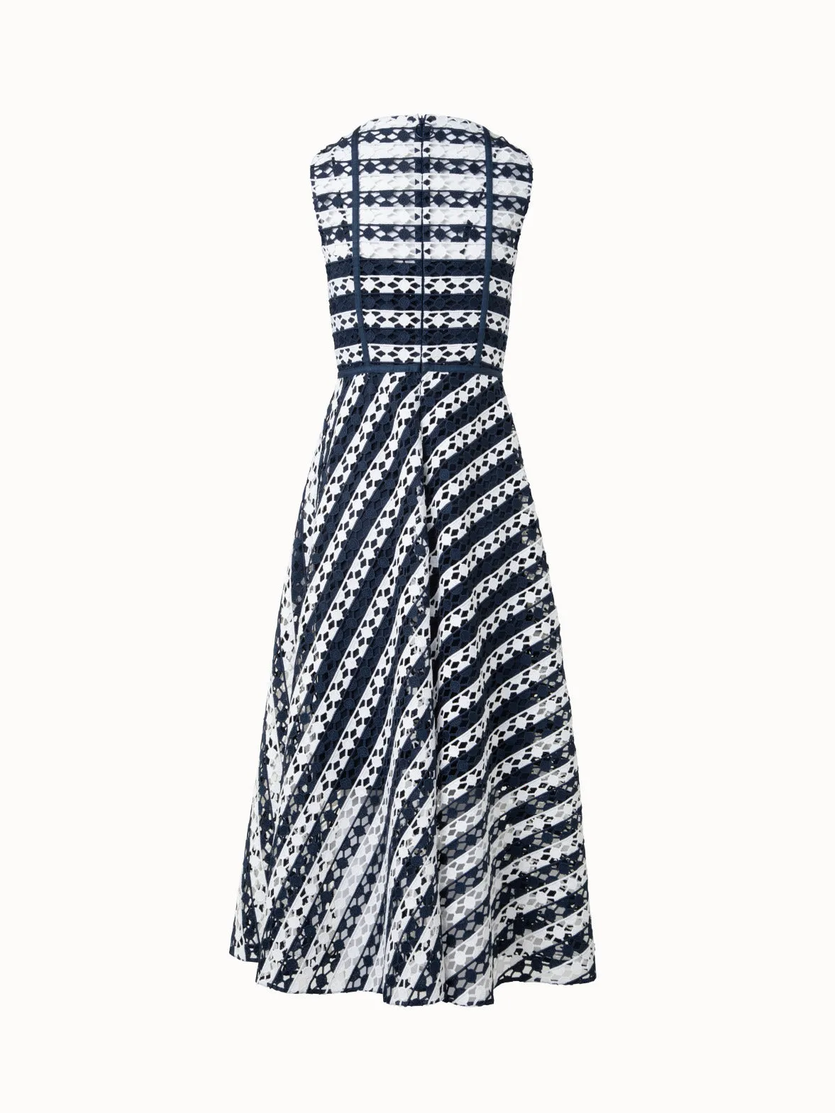 Midi Dress in Stripe Embroidery