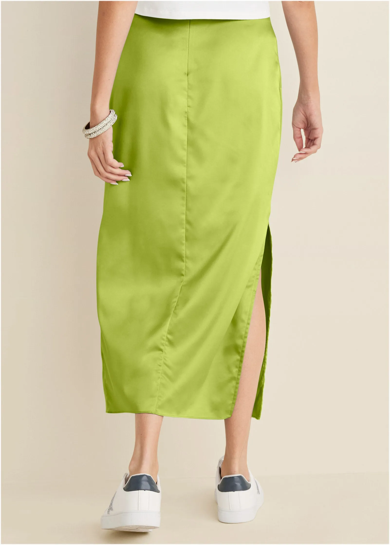 Midi Slip Skirt - Lime