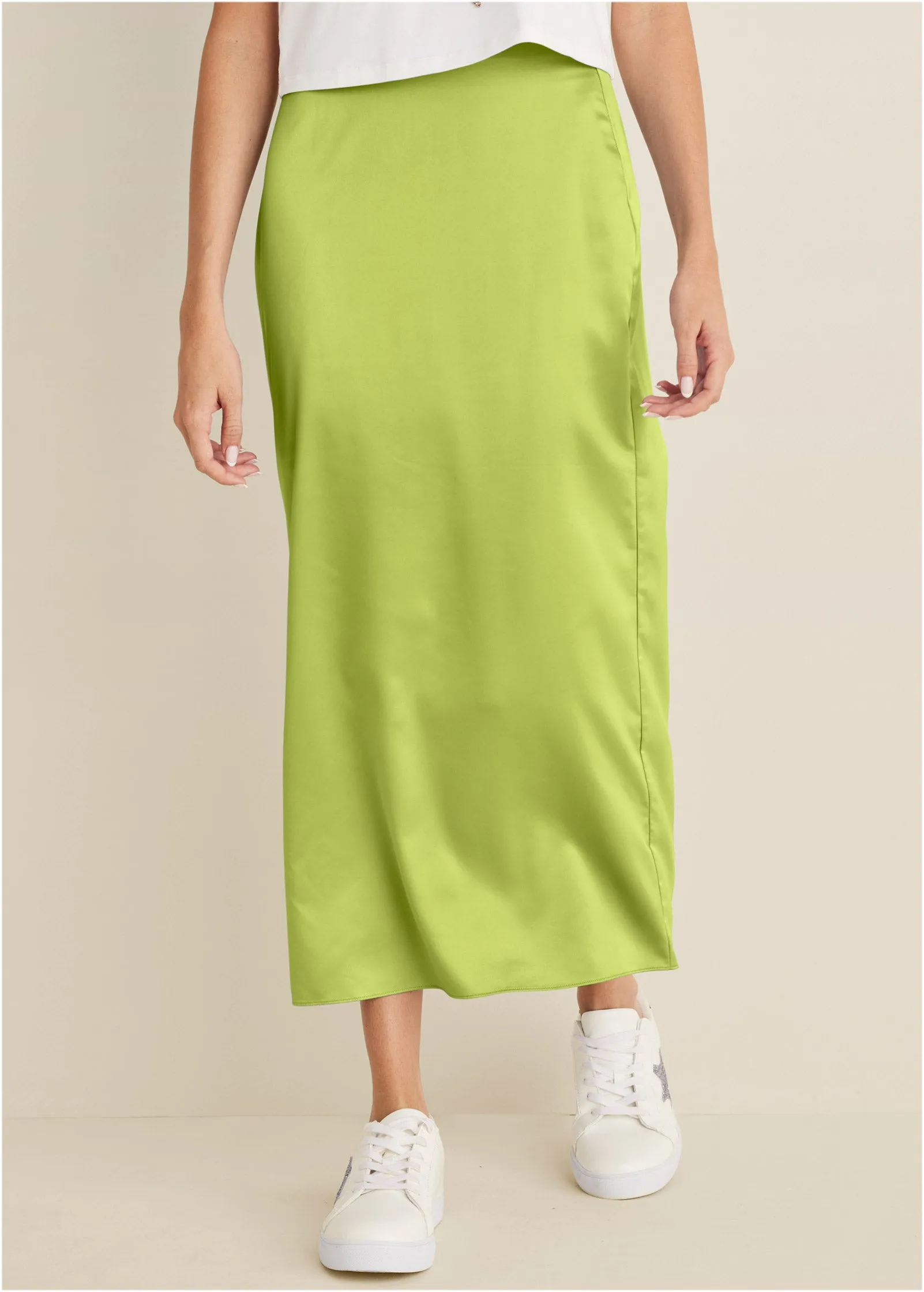 Midi Slip Skirt - Lime