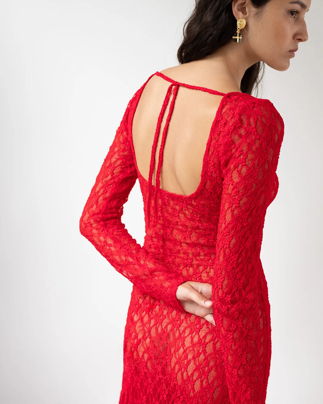 Mila Dress Lace Red