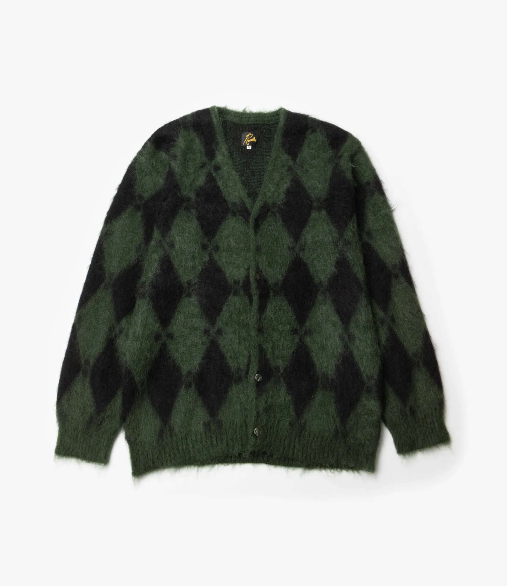 Mohair Cardigan – Green Diamond Jacquard