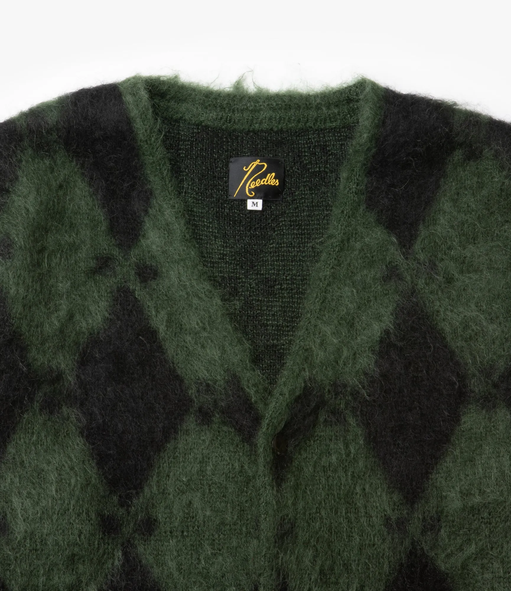 Mohair Cardigan – Green Diamond Jacquard