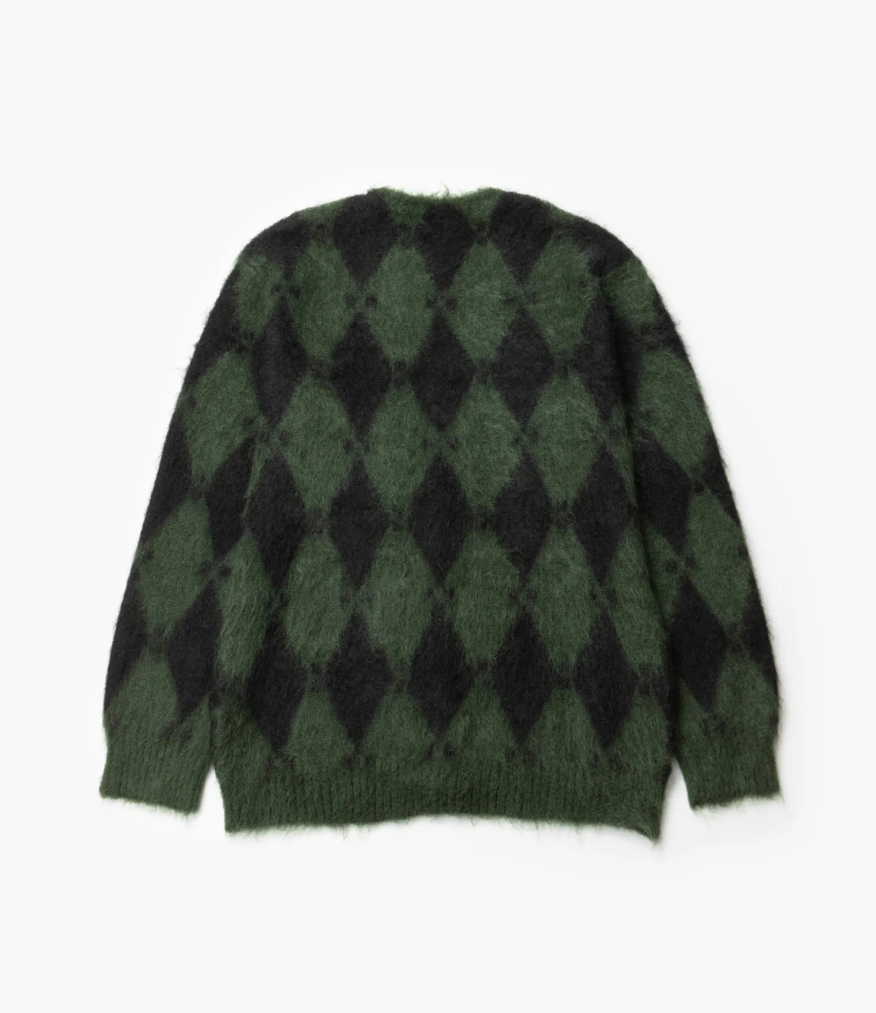 Mohair Cardigan – Green Diamond Jacquard