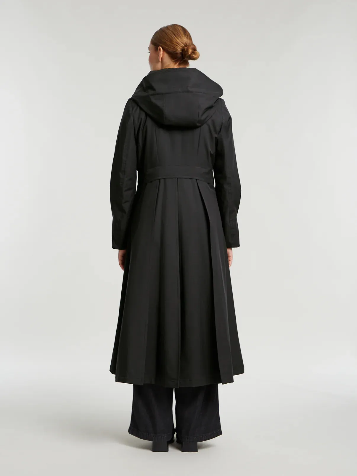 Molly Pleated Waterproof Black Raincoat