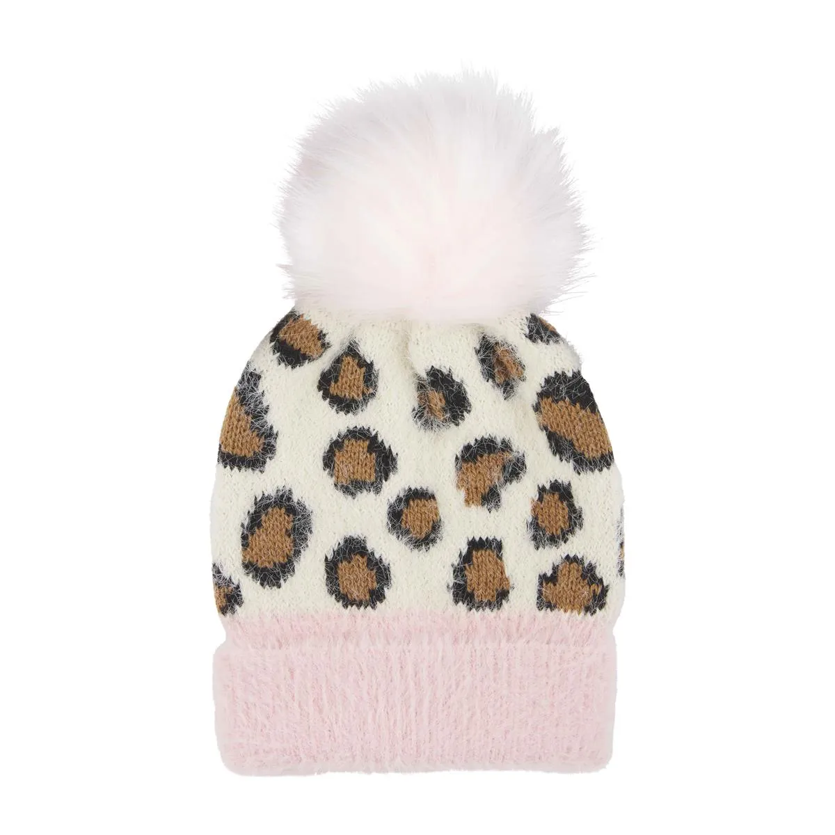 Mud Pie Fuzzy Knit Leopard Hat