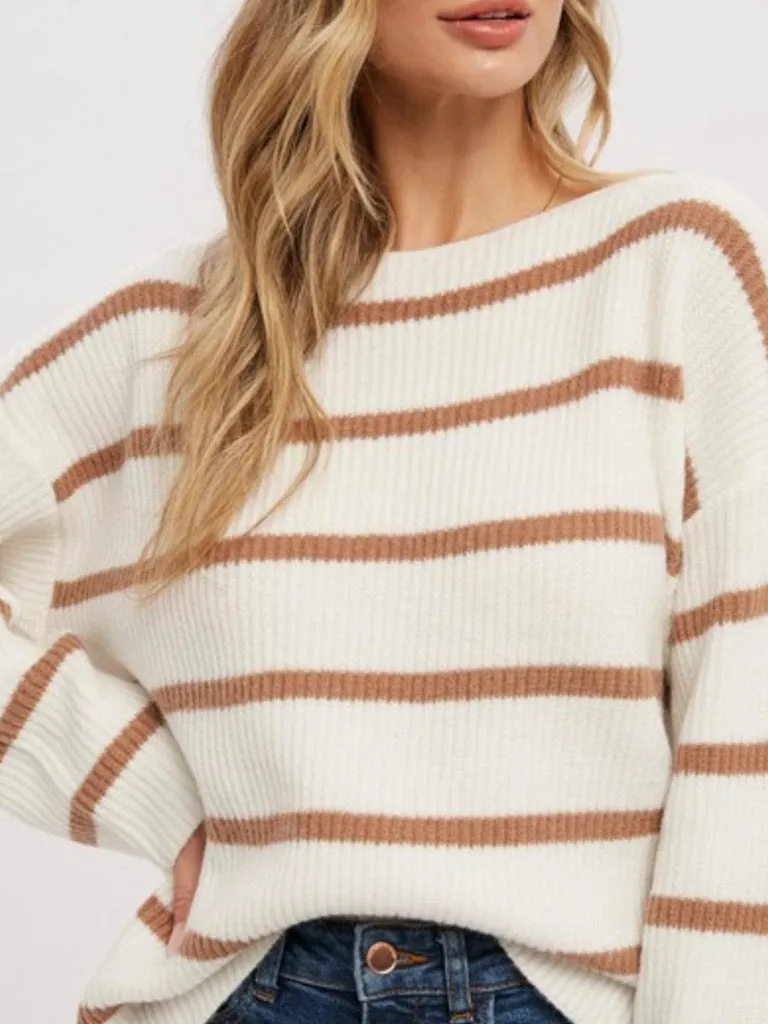 Nancy Striped Sweater - Ivory   Cocoa