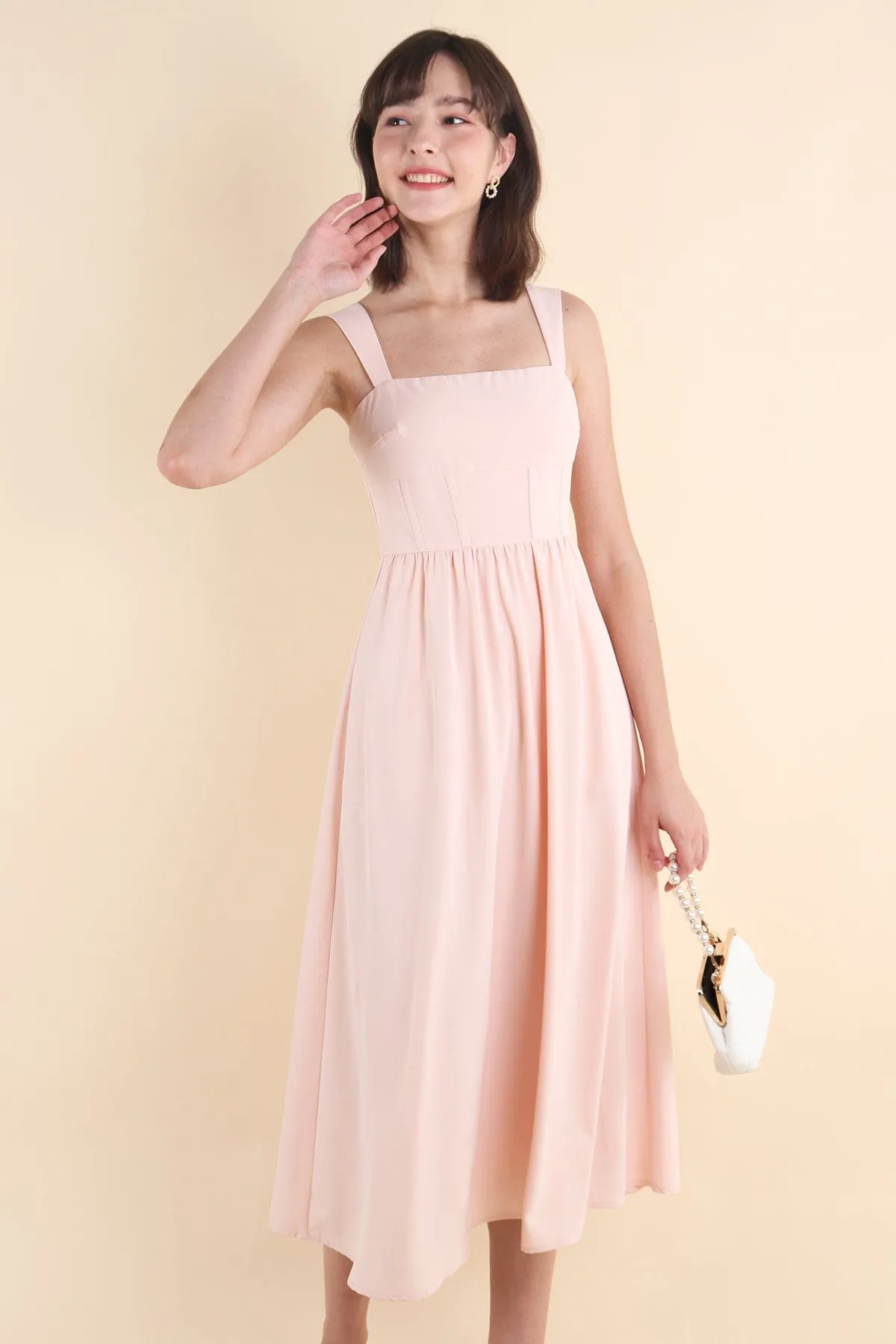 OASIS BUSTIER DRESS IN PINK