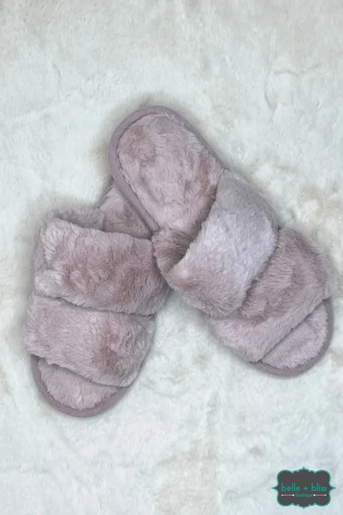 Open Toe Fuzzy Slippers - Blush