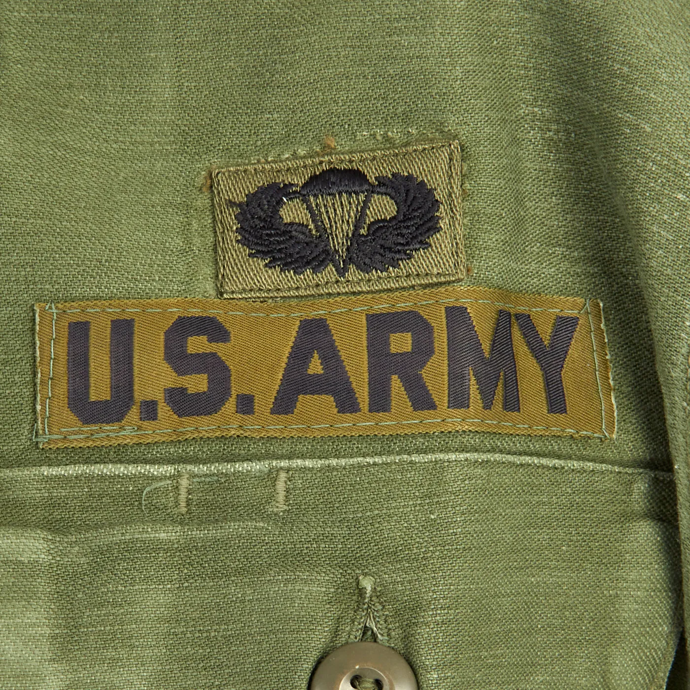 Original U.S. Vietnam War Named 1st Special Forces Group (Airborne) Uniform Grouping With Green Beret and Cambodia Escape and Evasion Map