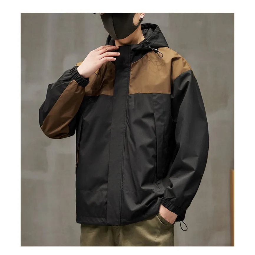 Outdoor Stain-Resistant Full Zip Raincoat Hooded Jacket