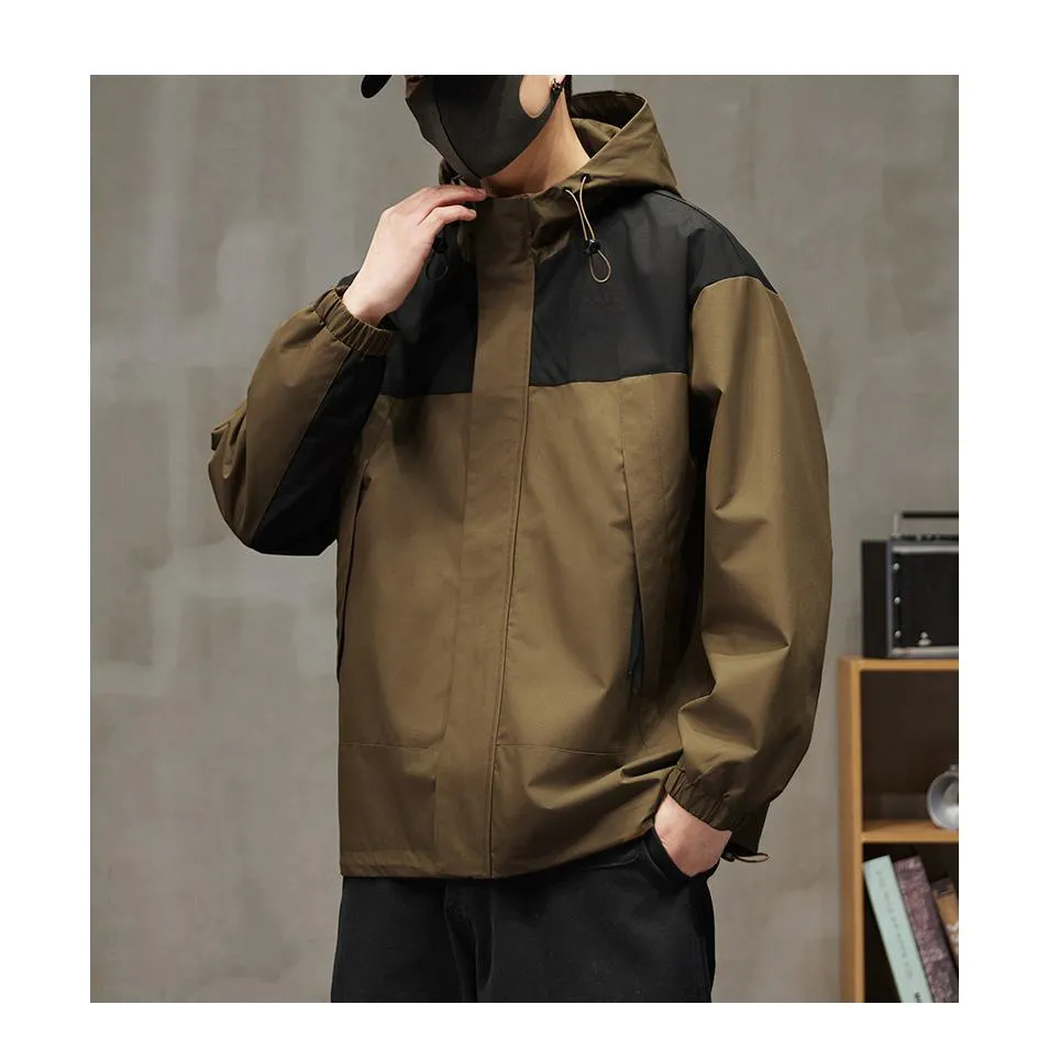 Outdoor Stain-Resistant Full Zip Raincoat Hooded Jacket