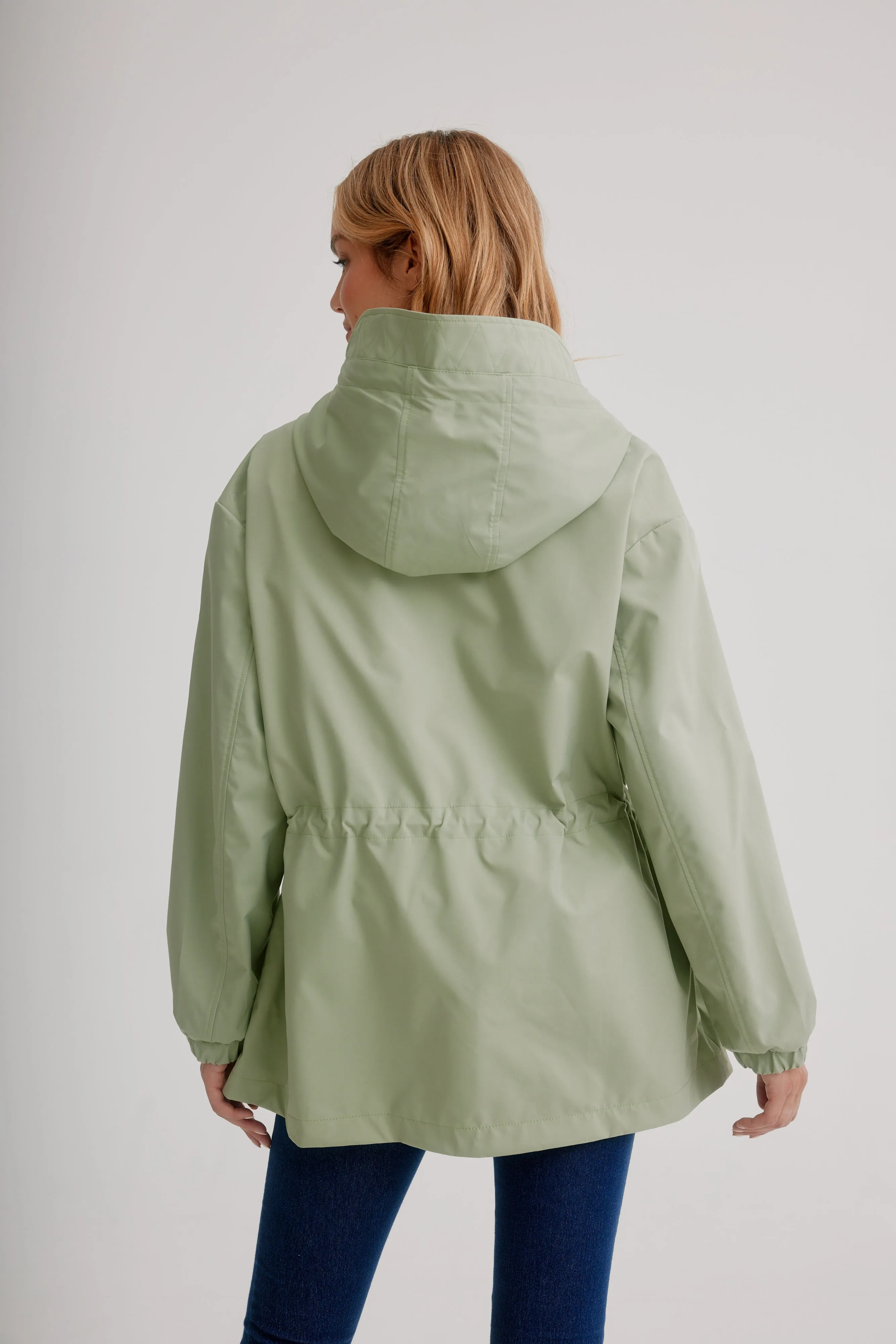 Packable Anorak Raincoat W/ Contrast Trim