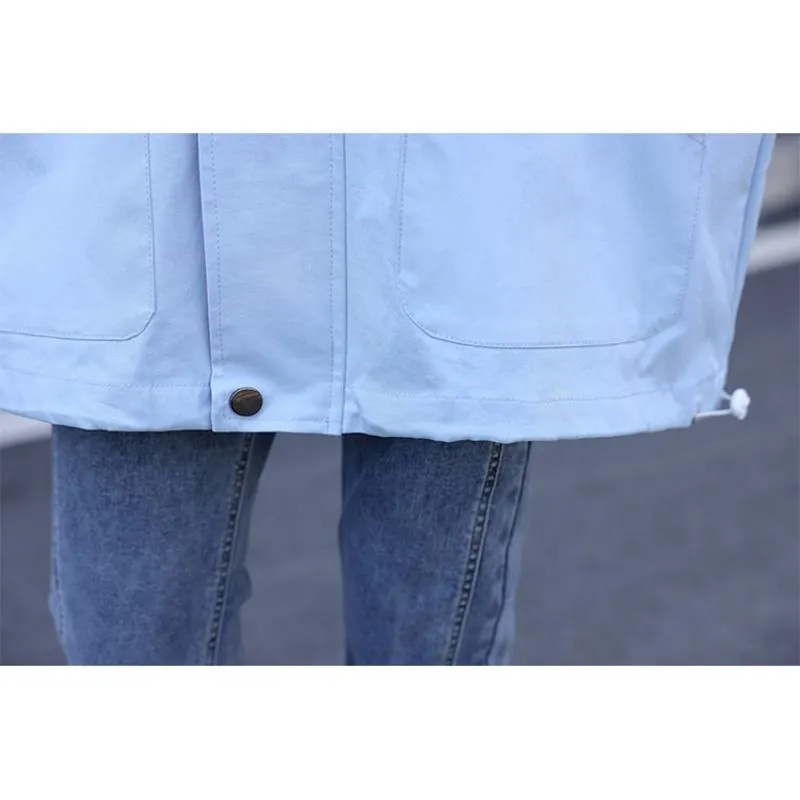 Patchwork Casual Raincoat Hooded Jacket