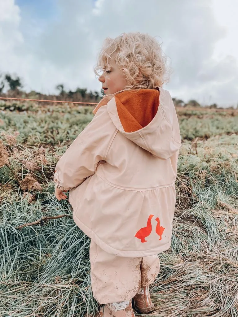 Peachy Pink Puddle Duck Kids Raincoat