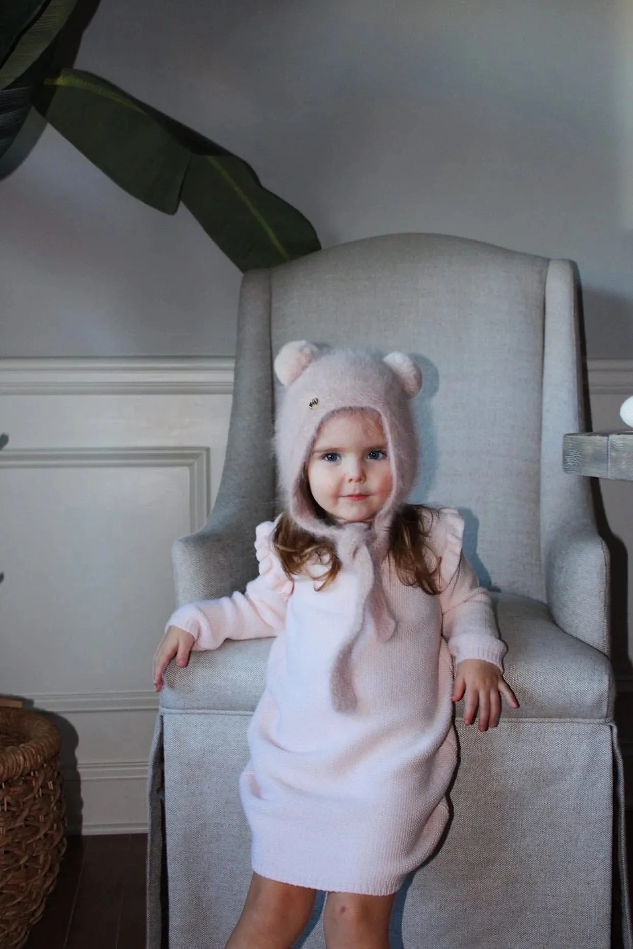 Petite Maison Kids Dusty Pink Cashmere Teddy Hat