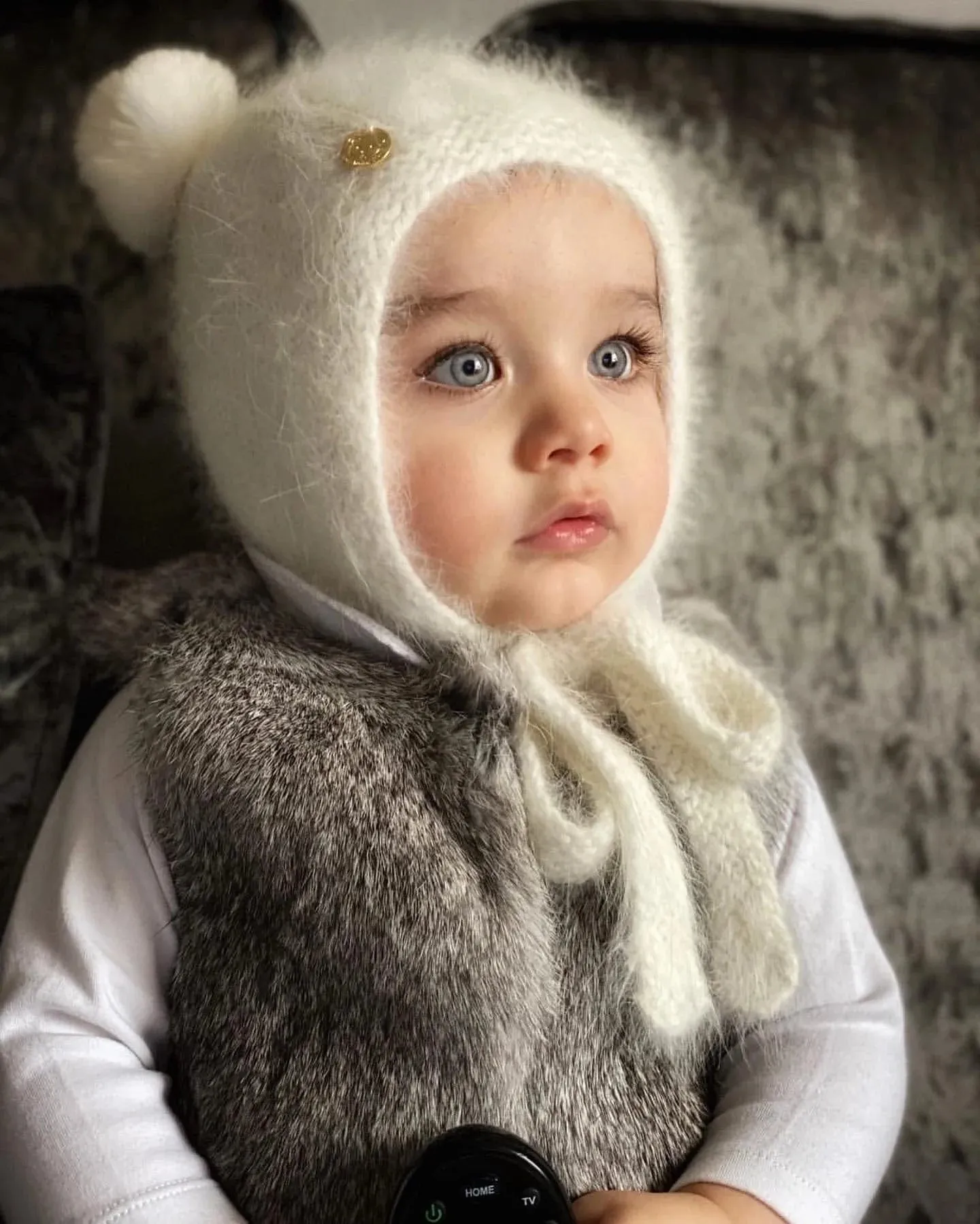 Petite Maison Kids White Cashmere Teddy Hat