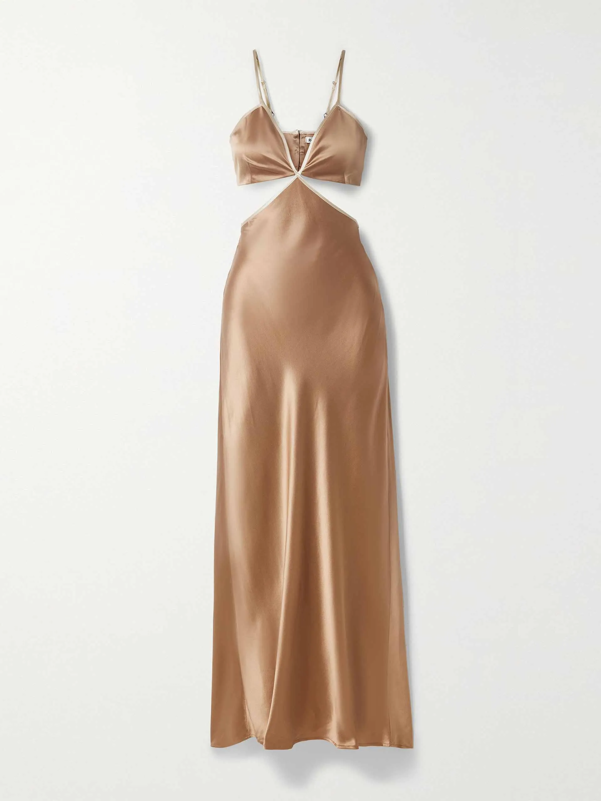 Poppies cutout silk-satin midi dress