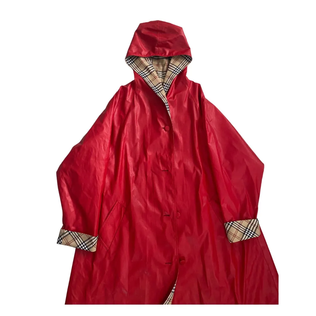 PU Raincoat Vintage Cloak Red SIZE XL