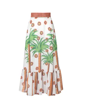 Rachel Silk Voile Palm Trees Print Skirt